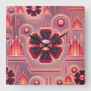 Kunstdecobloem bloemgeometrisch vierkante klok