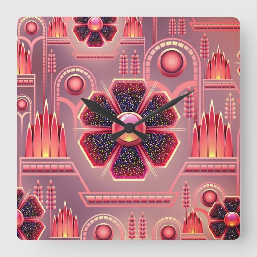 Kunstdecobloem  bloemgeometrisch vierkante klok (Voorkant)