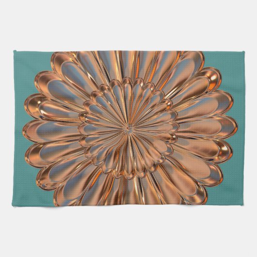 Kunstdecoder en blauwgroen ontwerp van ventilators theedoek (Horizontaal)