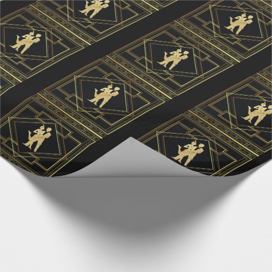 Kunstdecoder, zwart en goudgeometrische flap cadeaupapier (Hoek)