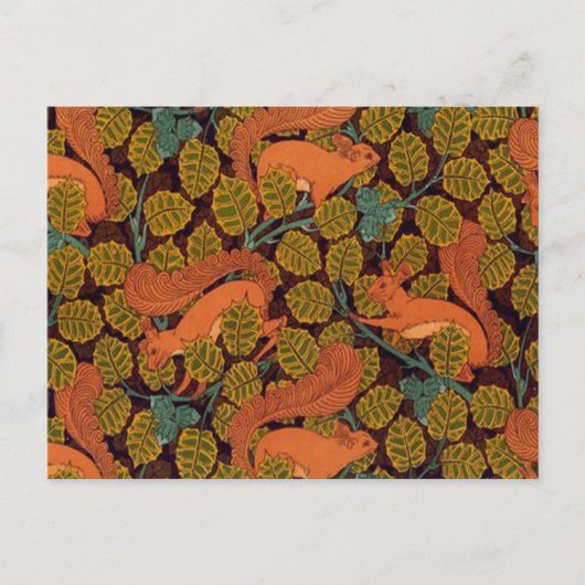 kunstdecoeekhoorn en -bladeren briefkaart (Voorkant)