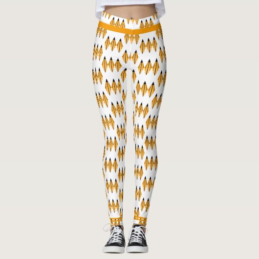 Kunstdecoelement in lichte oranje Leggings (Voorkant)
