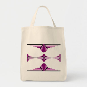 Kunstdecoelementen in diepe roze tote bag