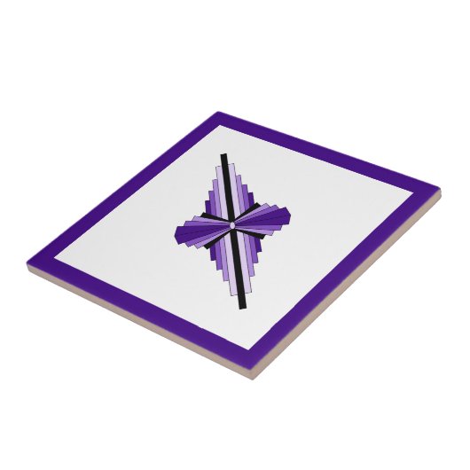 Kunstdecoelementen in paars tegeltje (Zijkant)