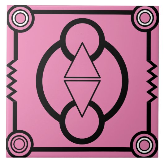 Kunstdecomcirkels en driehoeken en Tegel in kleur Tegeltje (Voorkant)