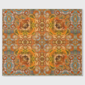 kunstdecoornamentaal  patroon in oranje oud cadeaupapier (Vlak)