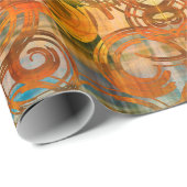 kunstdecoornamentaal  patroon in oranje oud cadeaupapier (Rol Hoek)