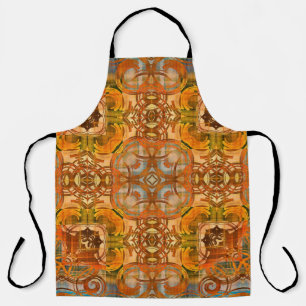 kunstdecoornamentaal patroon in oranje oud schort