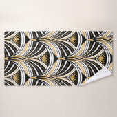 Kunstdecopatroon. gouden zwarte witte achtergrond badhanddoek (Badhanddoek)