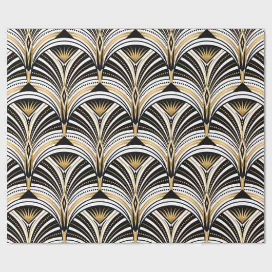 Kunstdecopatroon.  gouden zwarte witte achtergrond cadeaupapier (Vlak)