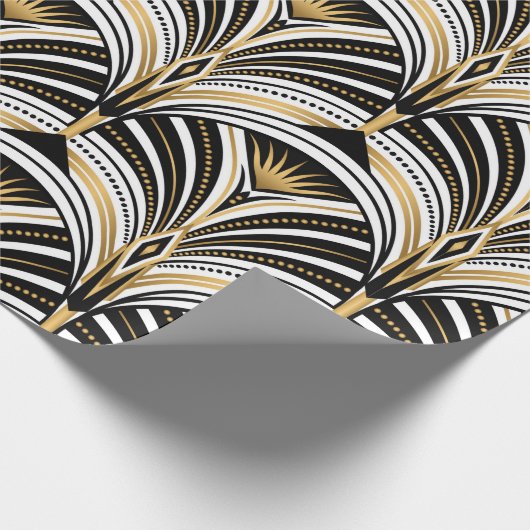Kunstdecopatroon.  gouden zwarte witte achtergrond cadeaupapier (Hoek)