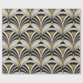 Kunstdecopatroon. gouden zwarte witte achtergrond cadeaupapier (Vlak)