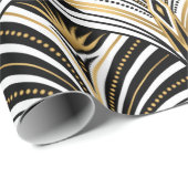 Kunstdecopatroon. gouden zwarte witte achtergrond cadeaupapier (Rol Hoek)