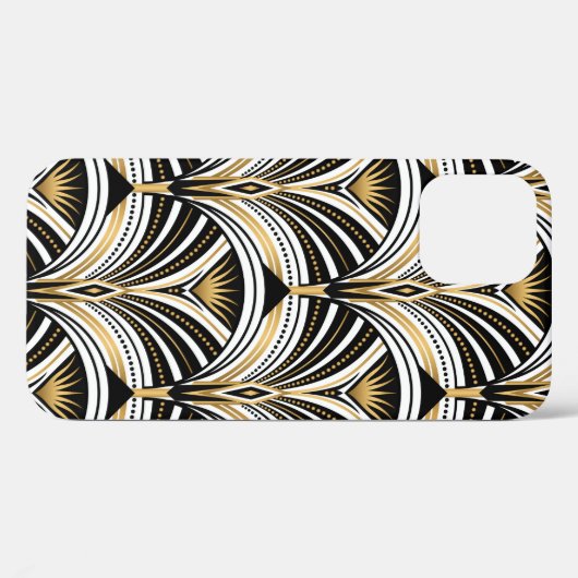 Kunstdecopatroon.  gouden zwarte witte achtergrond Case-Mate iPhone case (Achterkant (horizontaal))