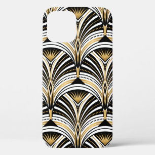 Kunstdecopatroon.  gouden zwarte witte achtergrond Case-Mate iPhone case