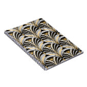 Kunstdecopatroon.  gouden zwarte witte achtergrond notitieboek (Rechterzijde)