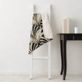 Kunstdecopatroon. gouden zwarte witte achtergrond sherpa deken (In situ)