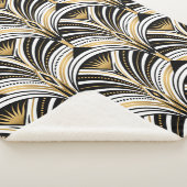 Kunstdecopatroon. gouden zwarte witte achtergrond sherpa deken (3/4)