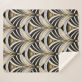 Kunstdecopatroon. gouden zwarte witte achtergrond sherpa deken (Voorkant (horizontaal))