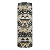 Kunstdecopatroon.  gouden zwarte witte achtergrond thermosbeker (Achterkant)