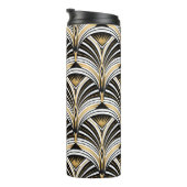 Kunstdecopatroon.  gouden zwarte witte achtergrond thermosbeker (Geroteerd rechts)