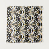 Kunstdecopatroon.  gouden zwarte witte achtergrond wandkleed (Voorkant (horizontaal))