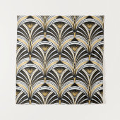 Kunstdecopatroon.  gouden zwarte witte achtergrond wandkleed (Voorkant)