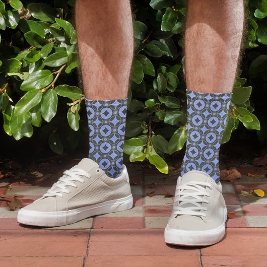kunstdecopatroon in blauw & zwart sokken