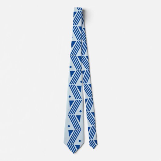 kunstdecopatroon in lichtblauwe en donkerblauwe st stropdas (Voorkant)