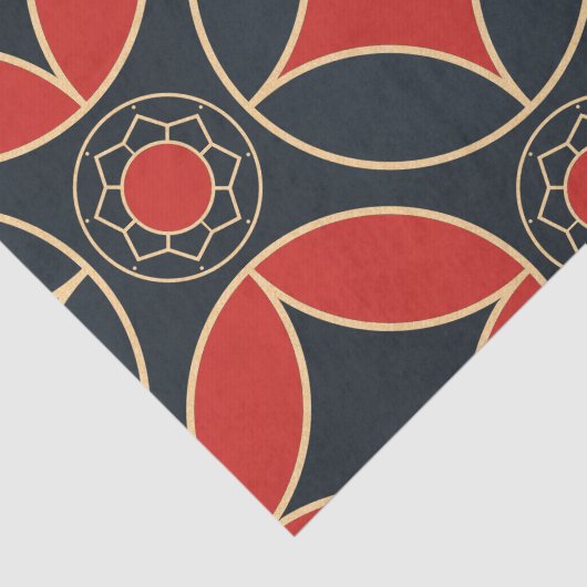 kunstdecopatroon in rood en zwart tissuepapier (Detail)