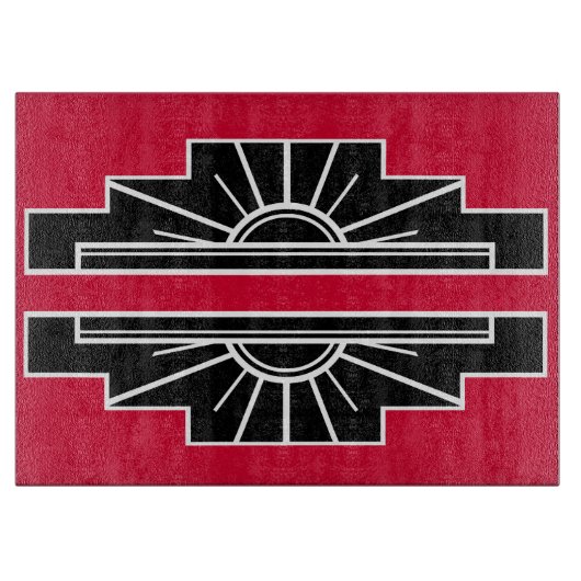 Kunstdecopatroon in rood Gebaseerd op klassiek kun Snijplank (Voorkant)