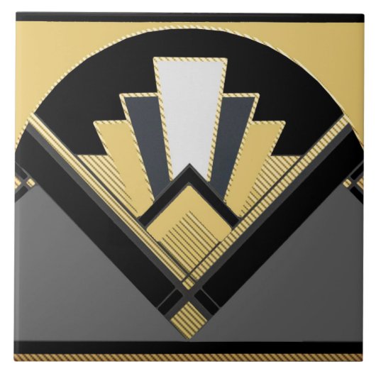 Kunstdecostijl ventilator (geel) tegeltje (Voorkant)