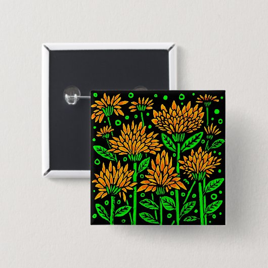 Kunstdecostijlbloemen Vierkante Button 5,1 Cm (Voorkant /achterkant)