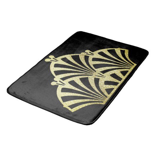 Kunstdecoventilatorpatroon zwart goud elegant vint badmat (Gekanteld)