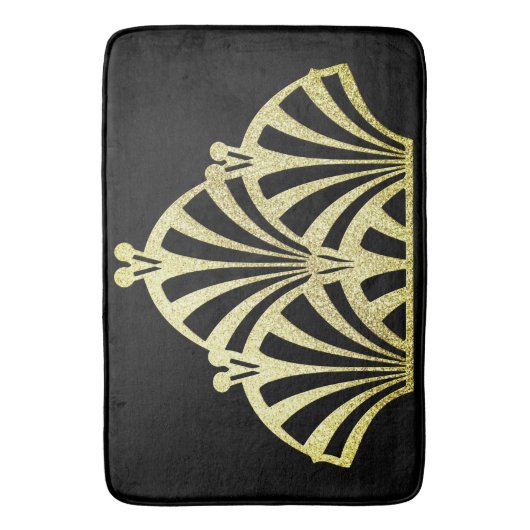 Kunstdecoventilatorpatroon zwart goud elegant vint badmat (Voorkant Verticaal)