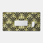 Kunstdecoventilatorpatroon zwart goud elegant vint bureaumat (Keyboard & Muis)