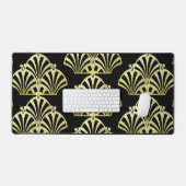 Kunstdecoventilatorpatroon zwart goud elegant vint bureaumat (Keyboard & Muis)