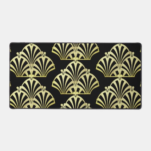 Kunstdecoventilatorpatroon zwart goud elegant vint bureaumat (Voorkant)