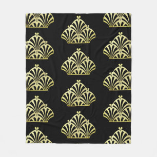 Kunstdecoventilatorpatroon zwart goud elegant vint fleece deken