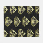 Kunstdecoventilatorpatroon zwart goud elegant vint fleece deken (Voorkant (Horizontaal))