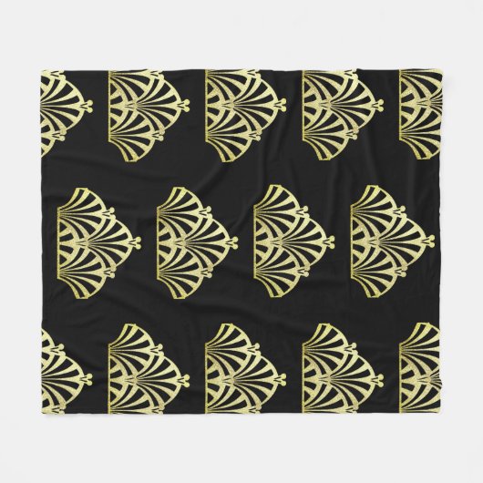Kunstdecoventilatorpatroon zwart goud elegant vint fleece deken (Voorkant (Horizontaal))