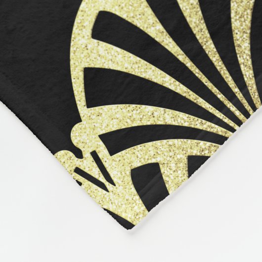 Kunstdecoventilatorpatroon zwart goud elegant vint fleece deken (Hoek)