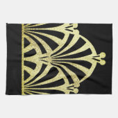 Kunstdecoventilatorpatroon zwart goud elegant vint theedoek (Horizontaal)