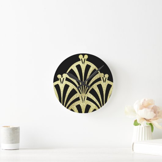Kunstdecoventilatorpatroon zwart goudelegant ronde klok (Huis)
