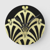 Kunstdecoventilatorpatroon zwart goudelegant  ronde klok (Voorkant)