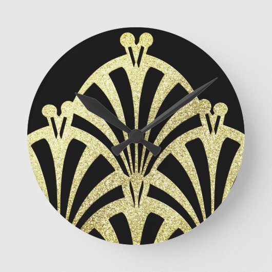 Kunstdecoventilatorpatroon zwart goudelegant  ronde klok (Voorkant)