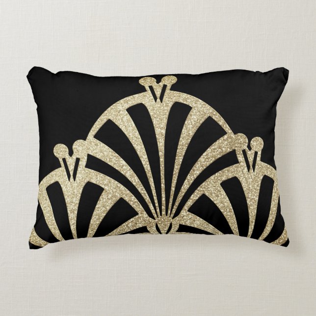 Kunstdecoventilatorpatroon zwarte bronzen elegante accent kussen (Voorkant)