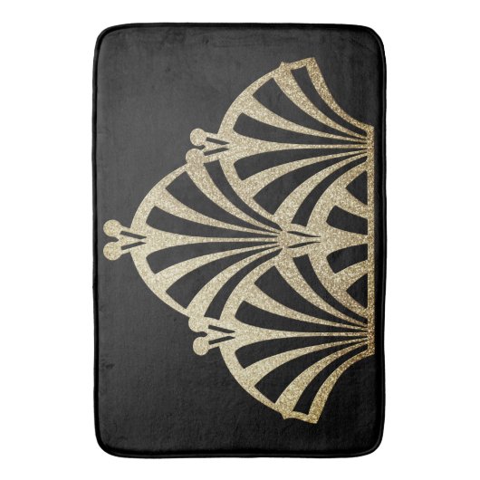 Kunstdecoventilatorpatroon zwarte bronzen elegante badmat (Voorkant Verticaal)