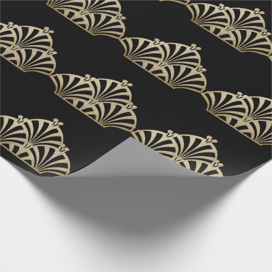 Kunstdecoventilatorpatroon zwarte bronzen elegante cadeaupapier (Hoek)