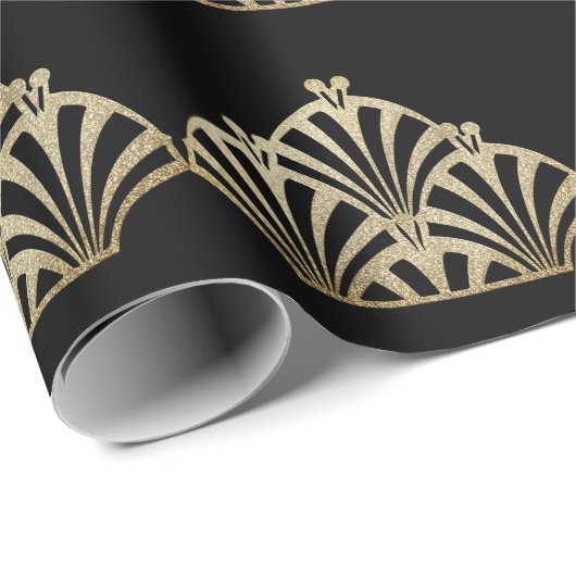 Kunstdecoventilatorpatroon zwarte bronzen elegante cadeaupapier (Rol Hoek)